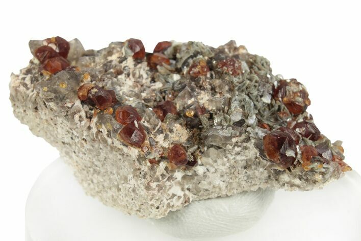 Spessartine Garnets With Smoky Quartz On Feldspar - China #251589